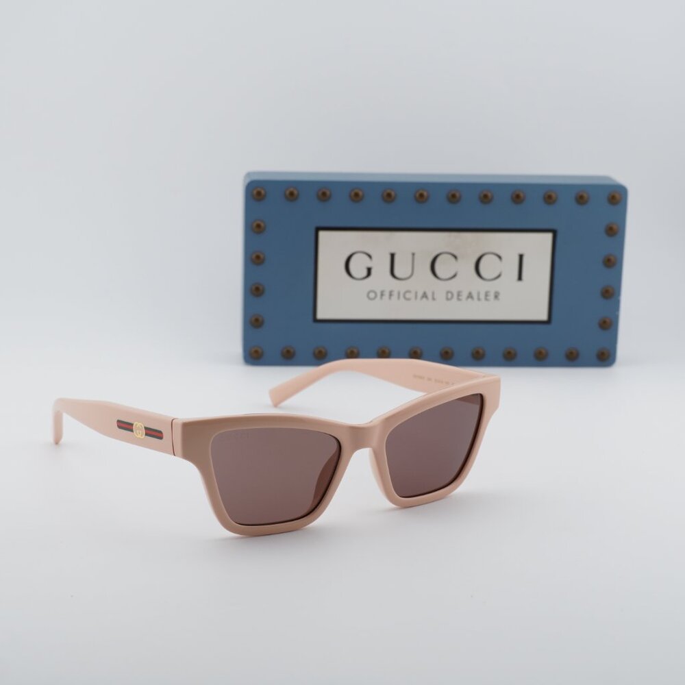 Gucci GG1982S 004 Cat Eye Sunglasses - Shiny Vintage Pink\Solid Violet Brown - Picture 4 of 10